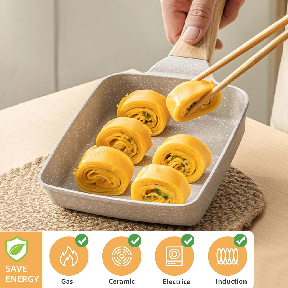 Tamagoyaki Pan Nonstick Japanese Omelette Pan Egg Roll Pan with Detachable Anti Scalding Handle for All Stove  Frying  Pan