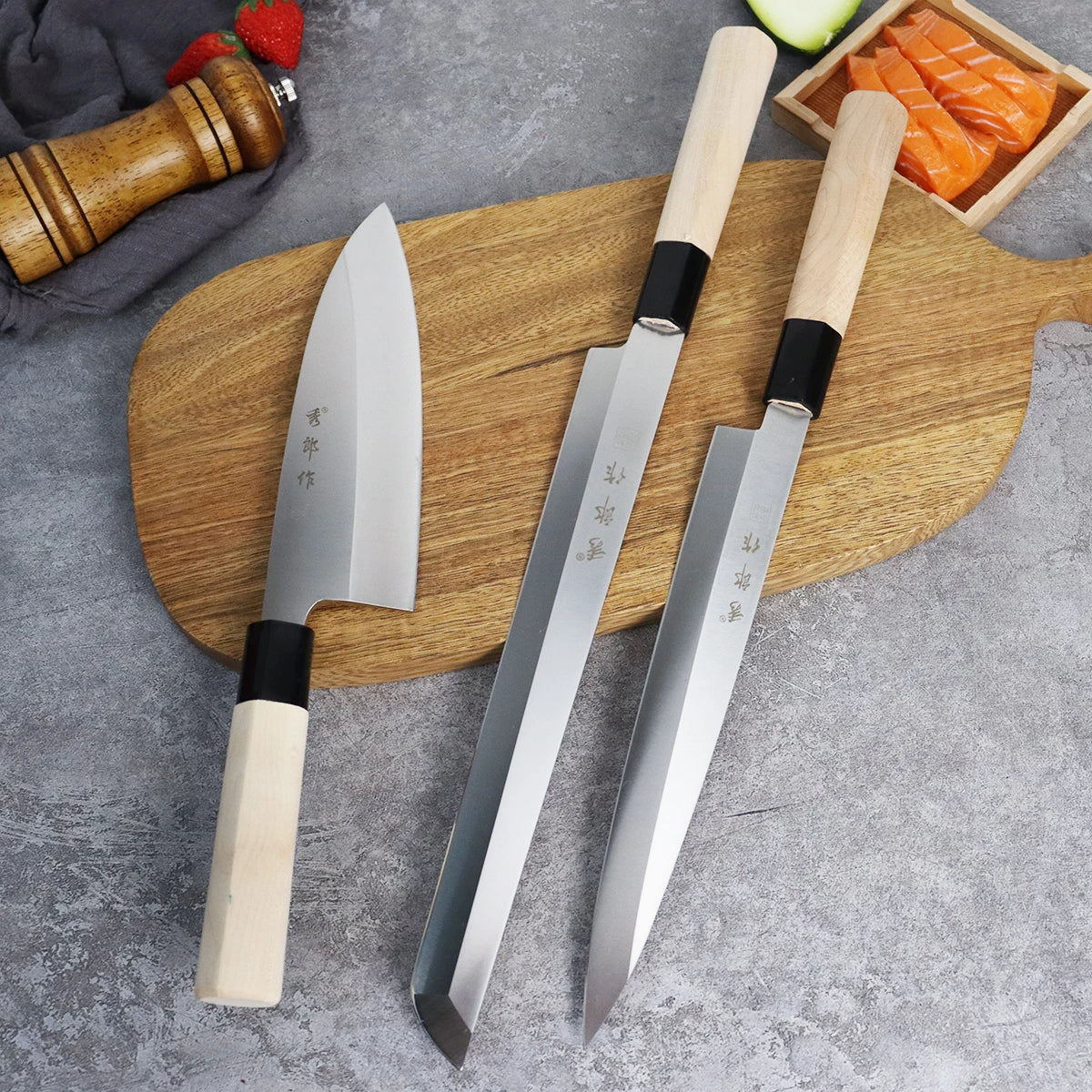 Japanese Sashimi Knife kitchen Meat Cleaver Professional Salmon Sushi Slicing Knife Raw Knife Tainless Steel Fish Slicing Knife