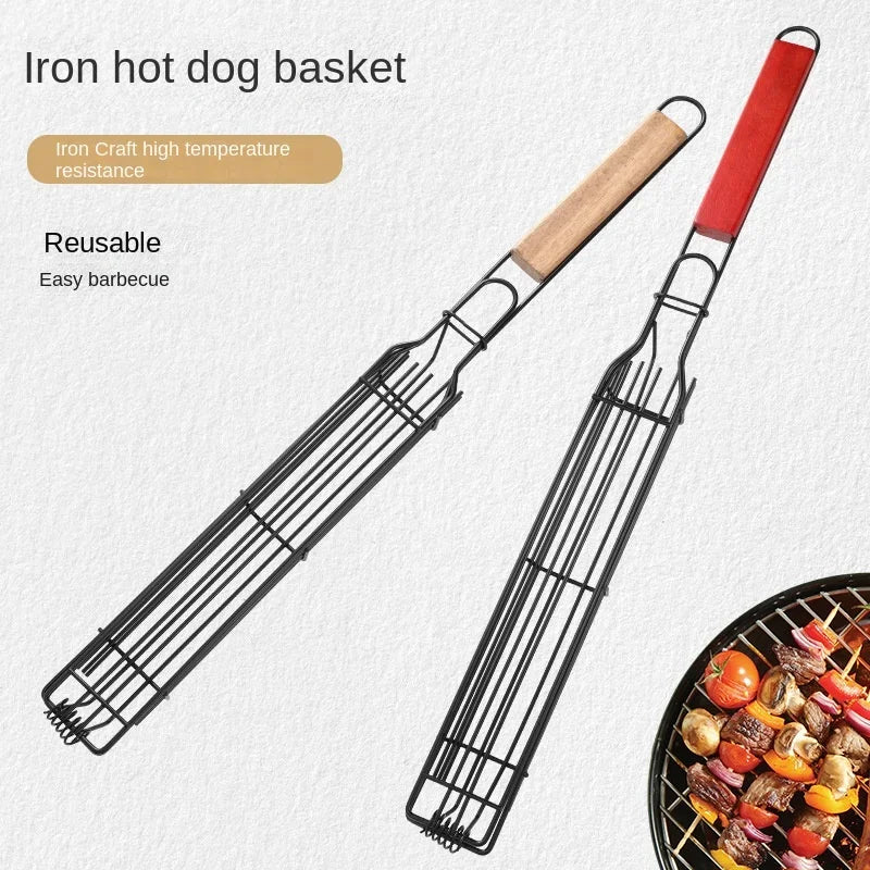 Barbecue Cages Barbecue Grill Grate Camping Picnic Cookware Outdoor BBQ Campfire Grill Grid Hot Dog Cage Mini Barbecue Cage