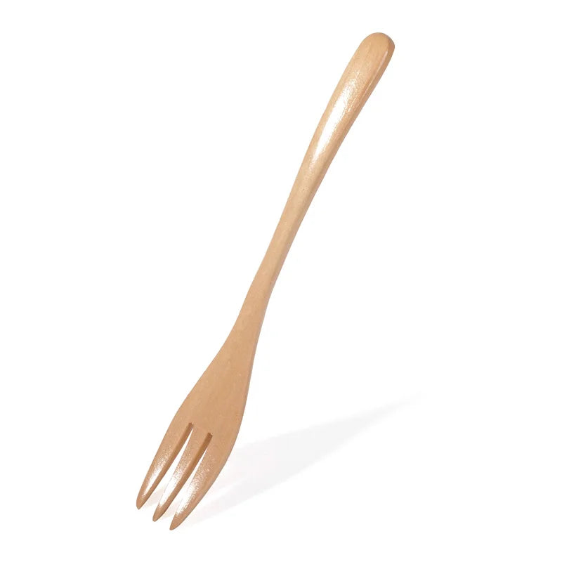 Wooden Fork Bamboo Kitchen Cooking Utensil Tool Tableware For Dessert Salad Fork Household Gift Japanese Dinner Flatware Cutlery