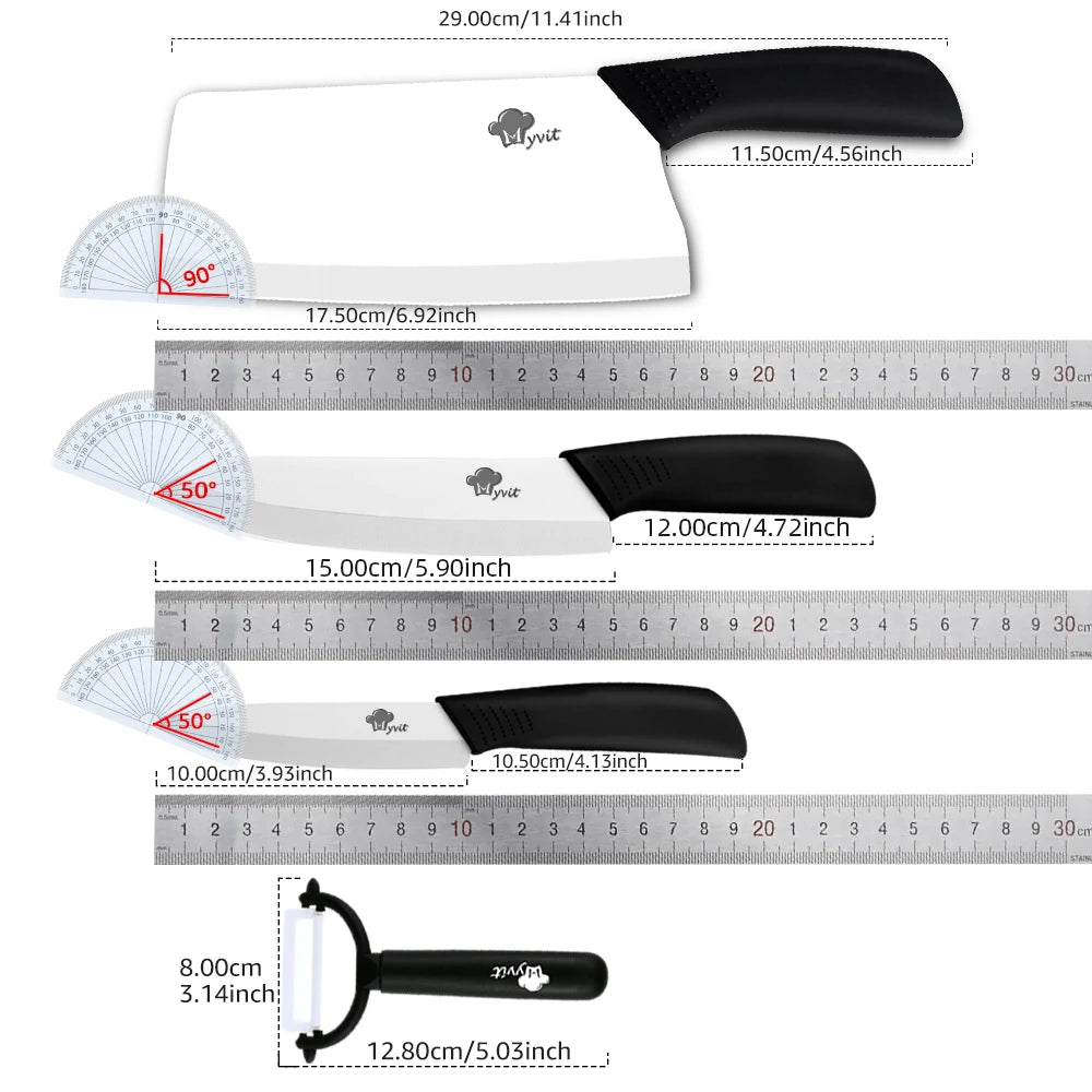 Ceramic Knife of Kitchen 7 Inch Household Cleaver Knife with Sheath Cover Utility Chef Knives for Slicing Fruit Vegetable Cutter