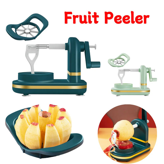 Manual Food Crusher Plastic with Stainless Steel Blades Apple Peeler Bottom Suction Cup Food Peeling Machine for Kitchen Gadgets