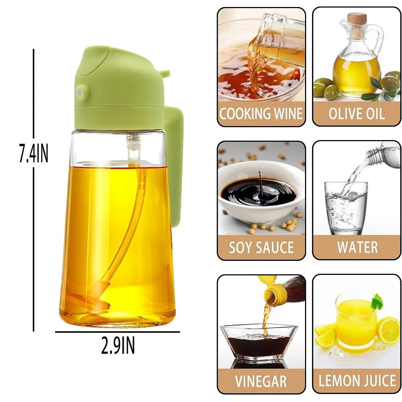 2 in1 Oil Spray Bottle Plastic Kitchen Barbecue Cooking Olive Oil Dispenser Oil Jar Baking Vinegar Soy Sauce Spray Container