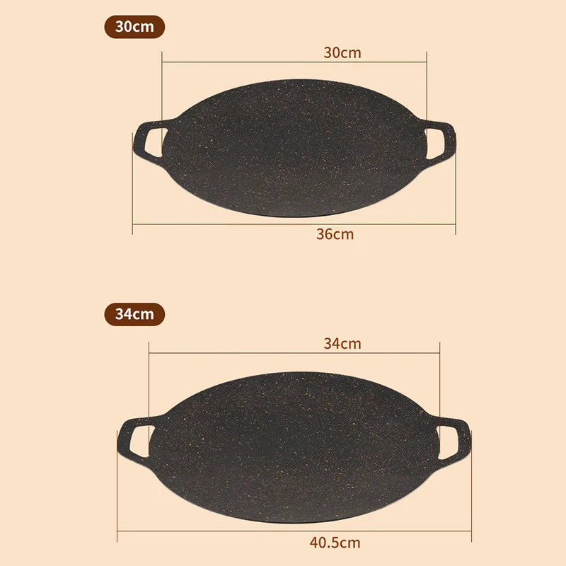 BBQ Pot Multi-Griddle Iron Plate Korean Barbecue Grill Grill Pan Korean Metal Grill Pan Outdoor Portable Induction Cooker