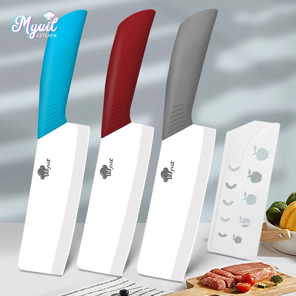 Ceramic Knife of Kitchen 7 Inch Household Cleaver Knife with Sheath Cover Utility Chef Knives for Slicing Fruit Vegetable Cutter