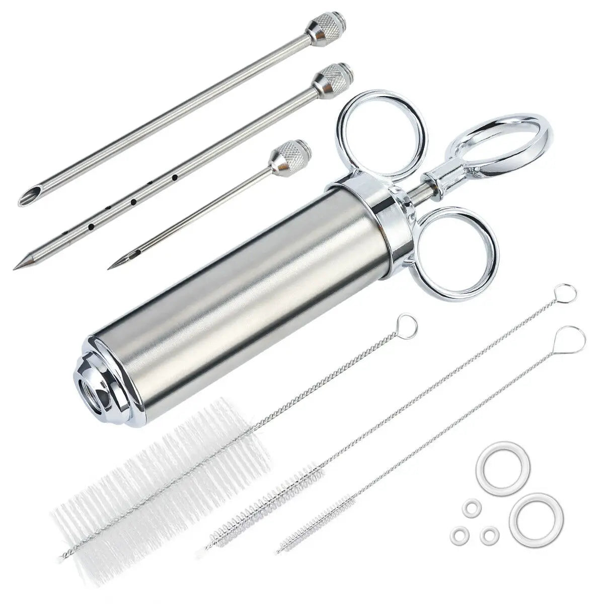 Meat Injector Syringe Kit Grill Turkey BBQ Seasoning Sauce Flavor Needle Cooking Syringe Stainless Steel Injector Cooking Syring