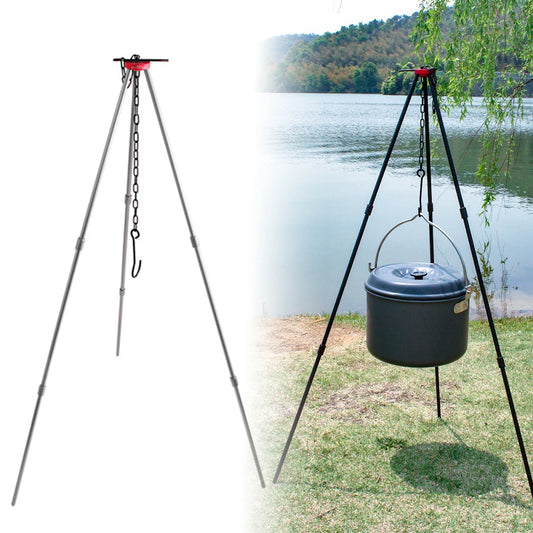 Camping Bonfire Tripod Portable Triangle Support Camping Bonfire Frame Picnic Campfire Cooking Pot Hanging Chain Support Rack