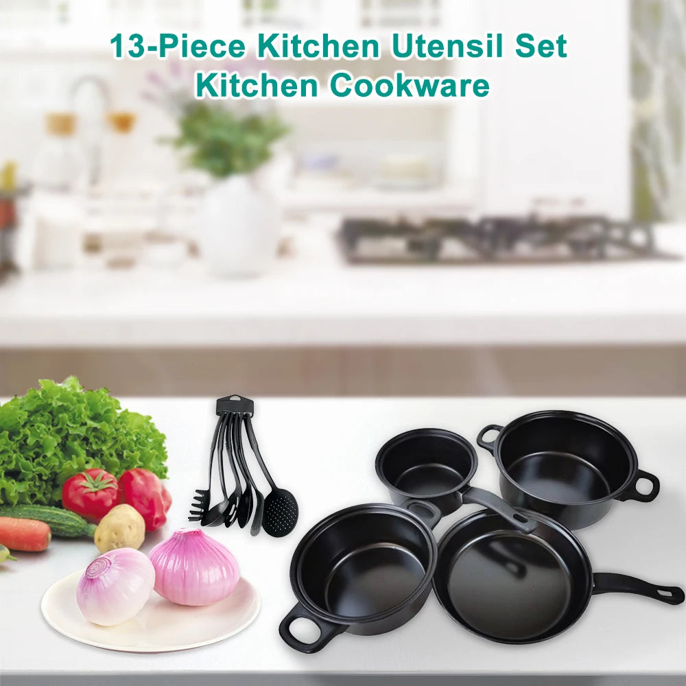 13-Piece Set Non-Stick Pots And Pans Kit Kitchen Utensil Frying Pan Cookware Set Gifts for Friends and Family