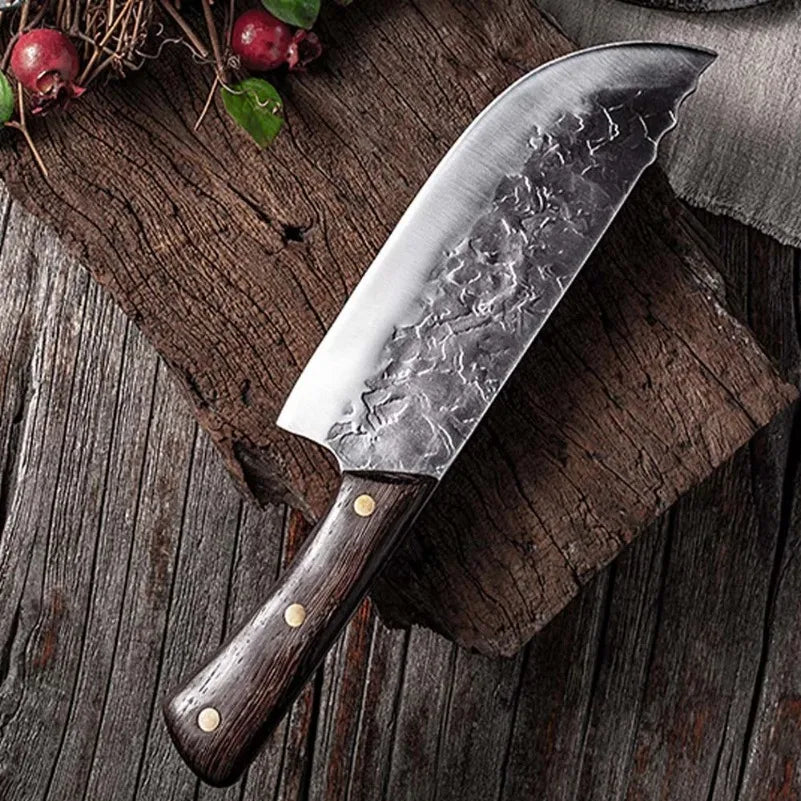 Hand Forged Blade Kitchen Knives Chop Bone Cleaver Meat Vegetables Boning Butcher Knife Wood Handle Chef Barbecue Cooking Tools