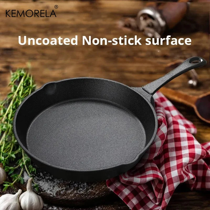 1PCS Small Frying Pan Cast Iron Uncoated Black Suitable For Fried Food Cooking And Stir-Frying Kitchen Utensils Kitchen Helper