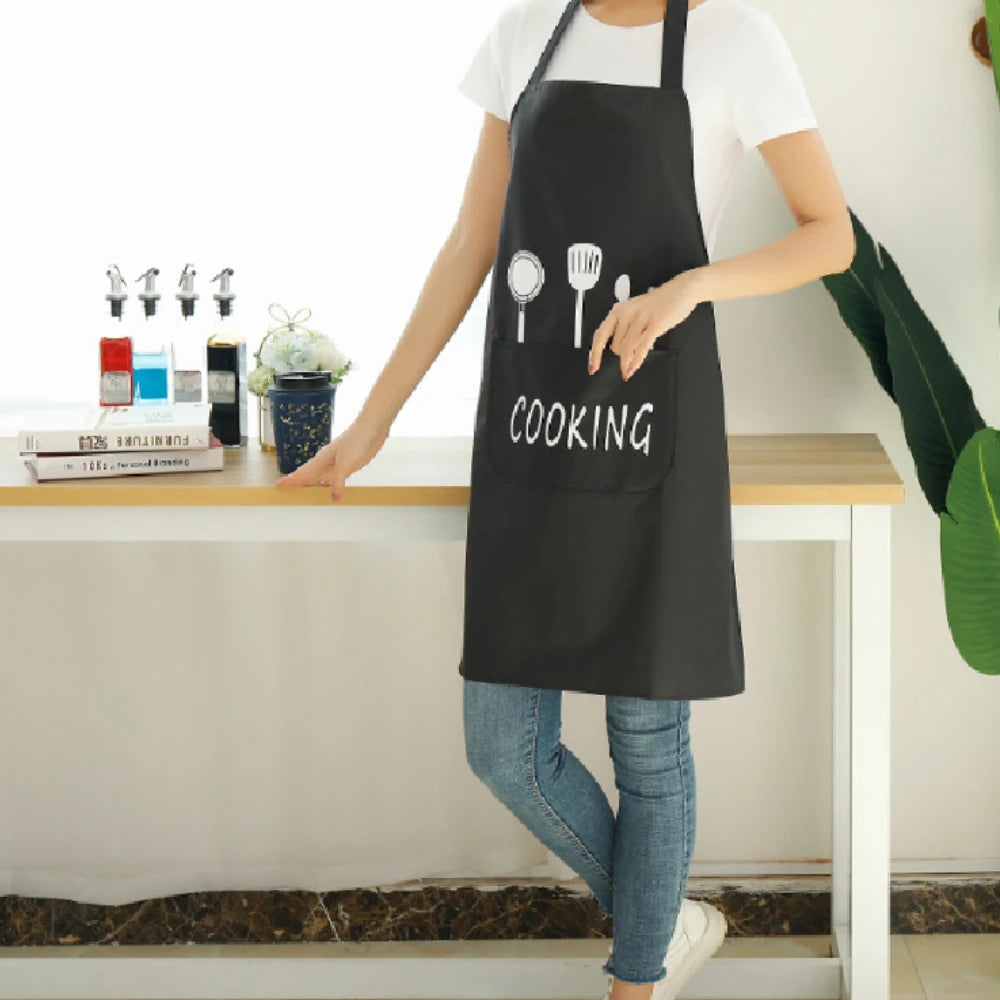 Kitchen Apron with Hand Wipe Pockets, Waterproof and Oil Proof  for Cooking Baking, Chef's Favorite, Great for Men Women Adult