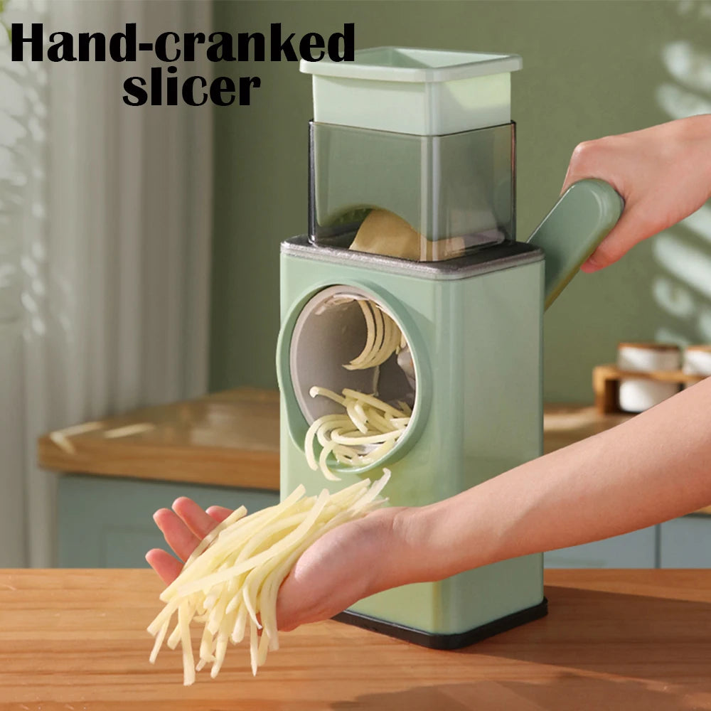 WHDPETS Manual Drum Vegetable Cutter Hand-crank Multifunction Food Processor Fruit Potato Chili Grater Slicer Kitchen Gadgets