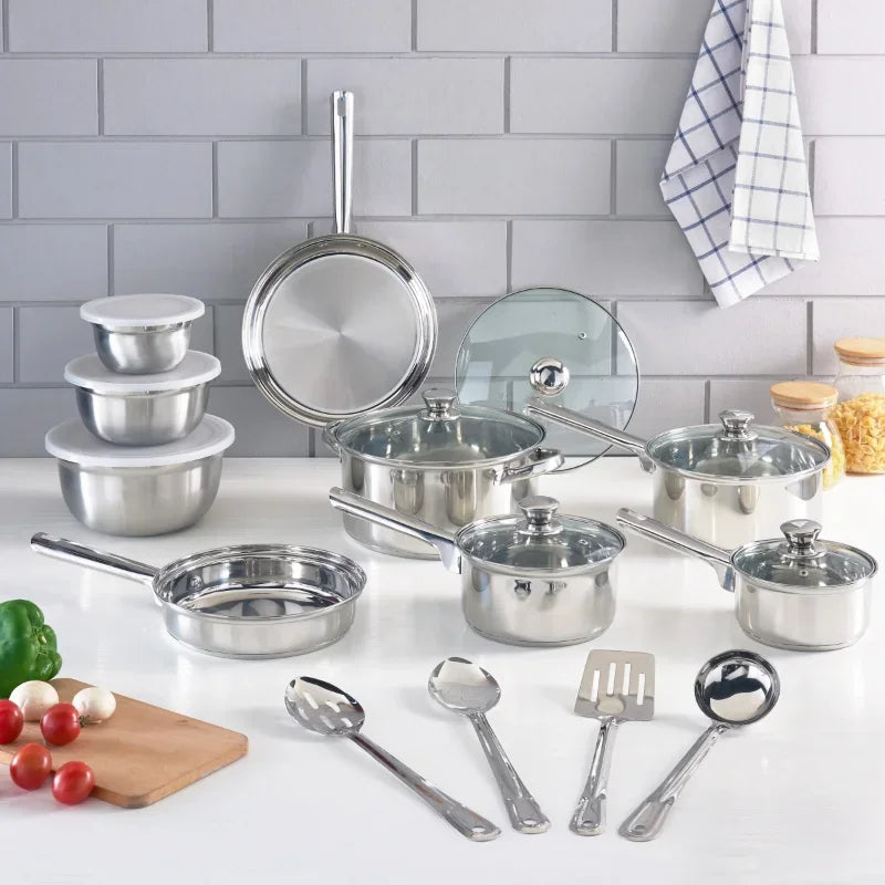 Stainless Steel 24-Piece Kitchen Setcookware  pots and pans set