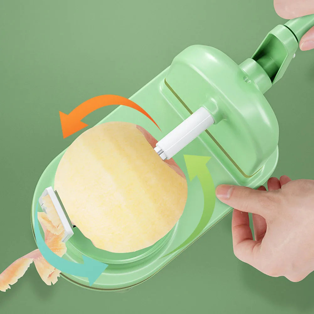 Manual Food Crusher Plastic with Stainless Steel Blades Apple Peeler Bottom Suction Cup Food Peeling Machine for Kitchen Gadgets