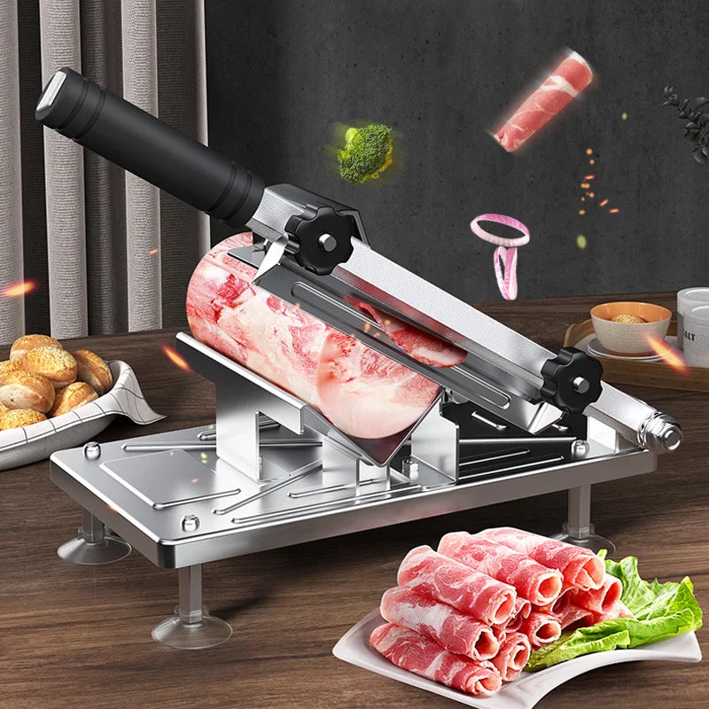 304 Stainless Steel Food Slicer Household Manual Frozen Meat Slicer Beef and Mutton Roll Quickly Slice for Cooking of BBQ HotPot