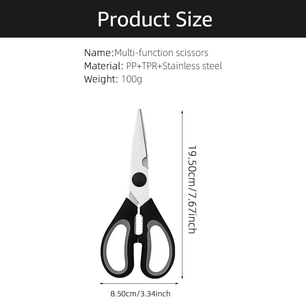 Stainless Steel Kitchen Scissors Multi-functional Strong Chicken Bone Scissors Kill Fish Scissors Household Food Scissors