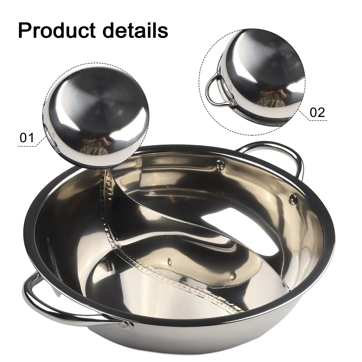 Hot Pot Twin Divided Stainless Steel Hotpot Cooker Kitchen Cooker Home Cooking Cookware Pots Pan Compatible Cooker Gas Stove