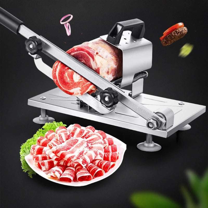 304 Stainless Steel Food Slicer Household Manual Frozen Meat Slicer Beef and Mutton Roll Quickly Slice for Cooking of BBQ HotPot