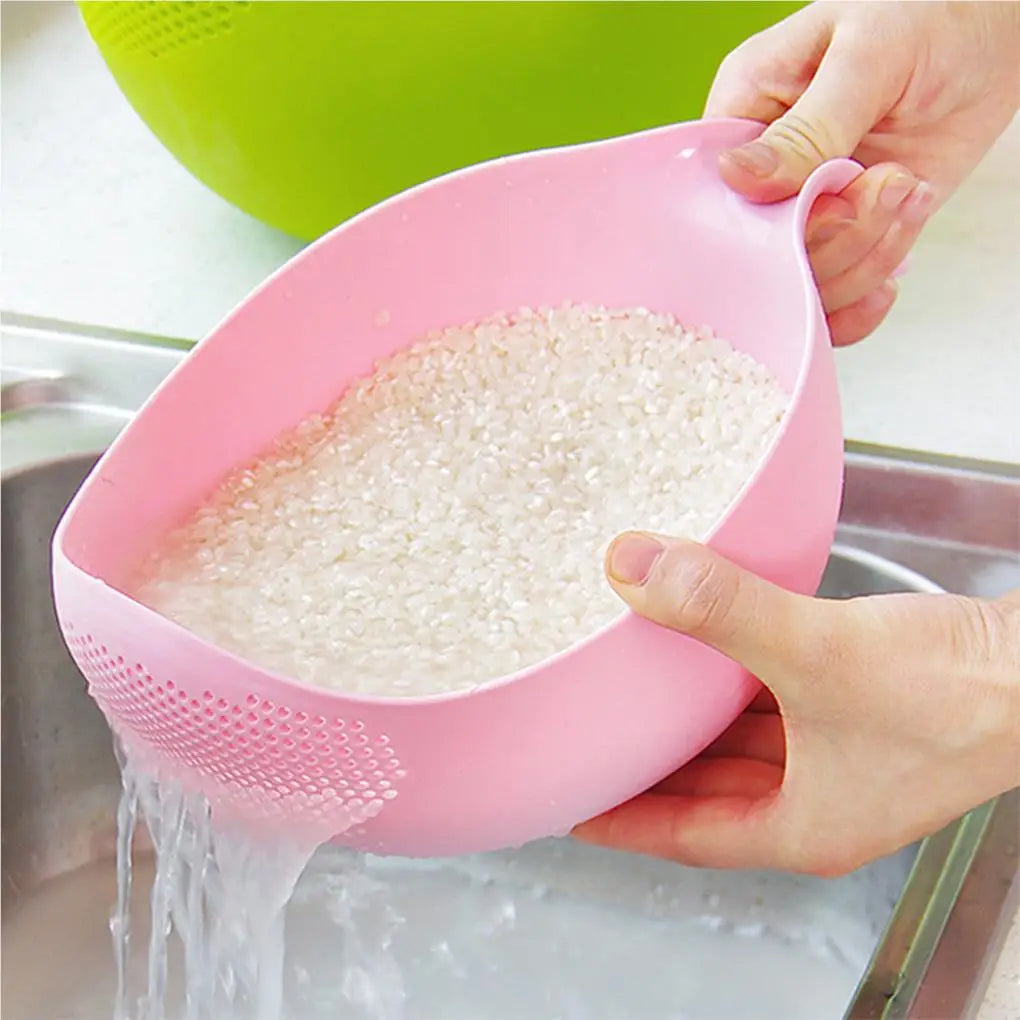 New Portable Food Grade Plastic Rice Beans Peas Washing Filter Strainer Basket Sieve Drainer Cleaning Gadget Kitchen Accessories