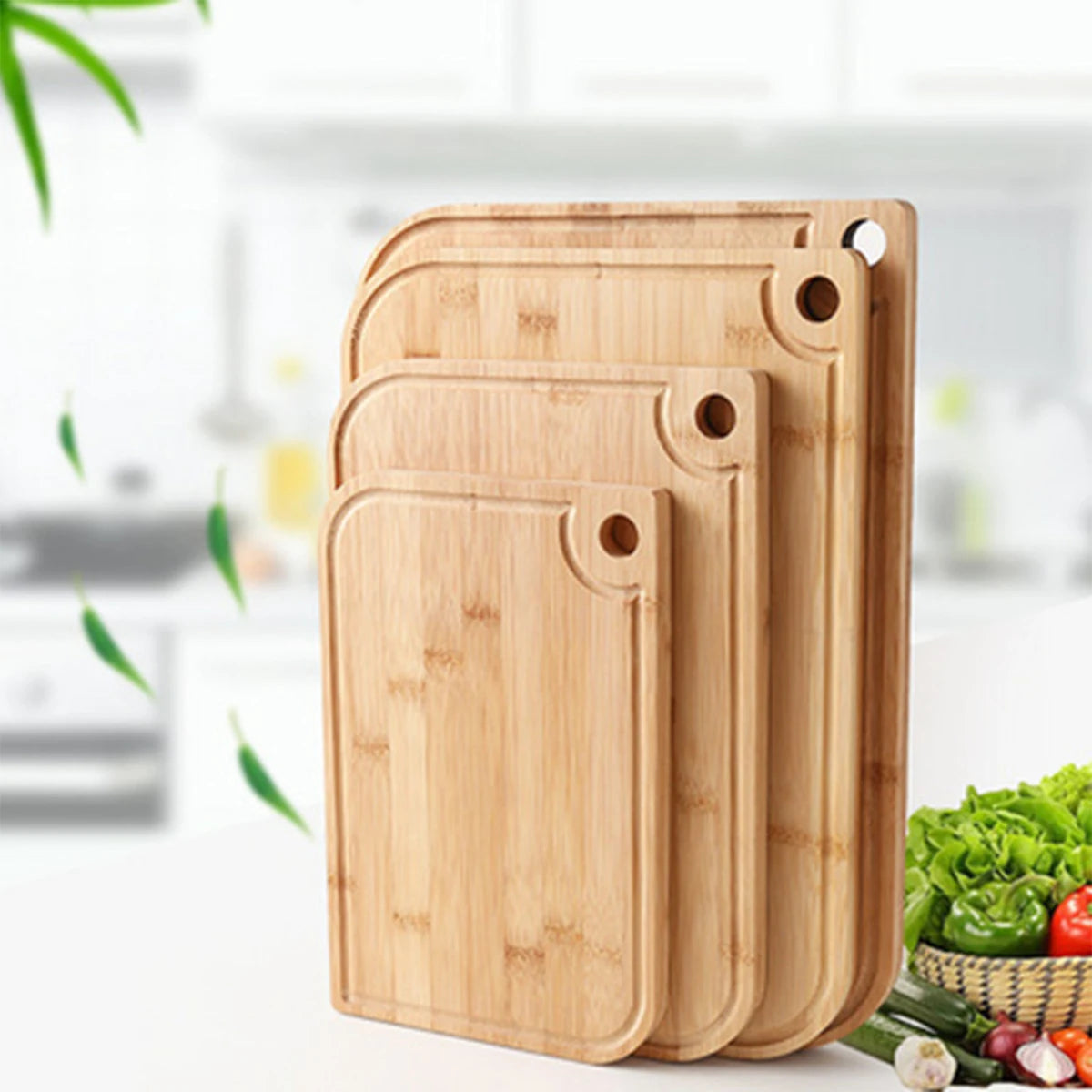 Thick and Sturdy Bamboo Cutting Board Wooden Mat Cutting Baby Food Grading Bread Vegetable Fruit Cutting Kitchen Supplies