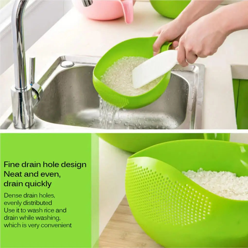 New Portable Food Grade Plastic Rice Beans Peas Washing Filter Strainer Basket Sieve Drainer Cleaning Gadget Kitchen Accessories