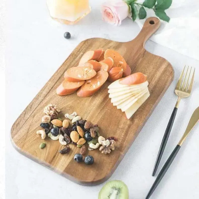 Wooden Cutting Board with Handle Kitchen Household Serving Board Wooden Cheese Board Charcuterie Board for Bread Fruit Plates