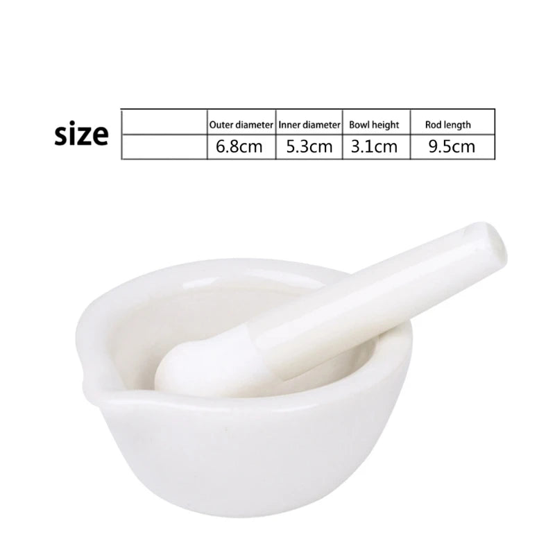 Porcelain Mortar and Pestle Set Kitchen or Laboratory Grinds Powdered Chemicals for DIY Kitchen Gadget Mill Crusher