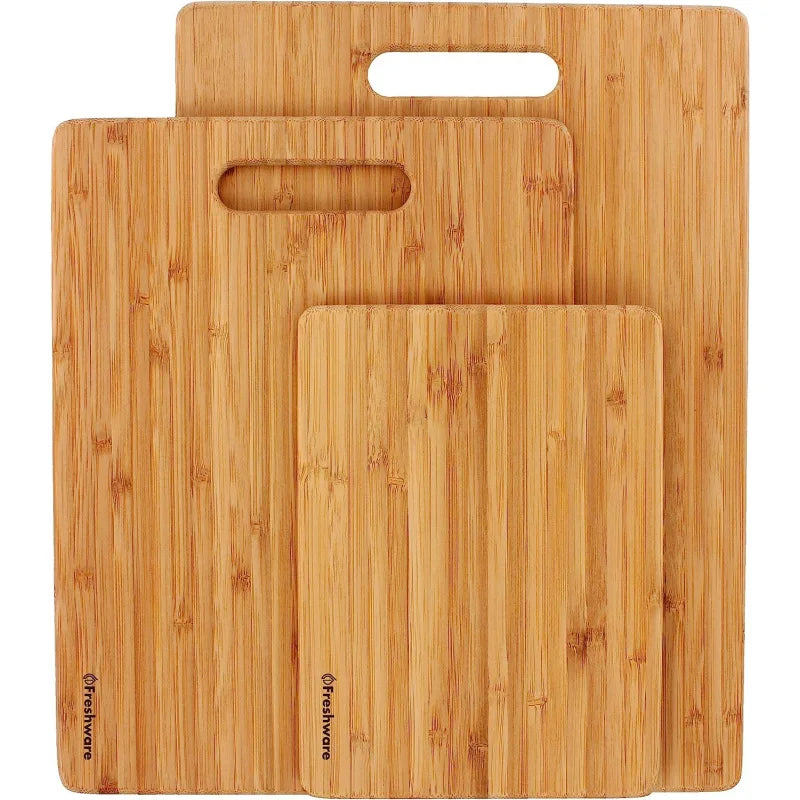 Bamboo Cutting Boards for Kitchen [Set of 3] Wood Cutting Board for Chopping Meat, Vegetables, Fruits, Cheese