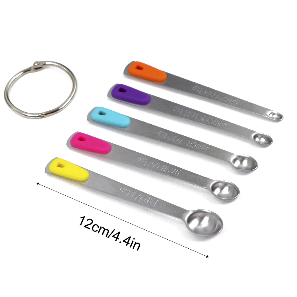 5 Pieces/Set Baking Powder Dry Food Measuring Spoons Coffee 1/64  to 1/4 Teaspoons Household Kitchen Gadget Home Supplies