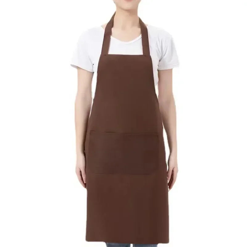 Adjustable Cooking Apron Unisex  Household Solid Color Chef Waiter Barbecue Hairdresser Adult Pocket Apron Kitchen Supplies Tool