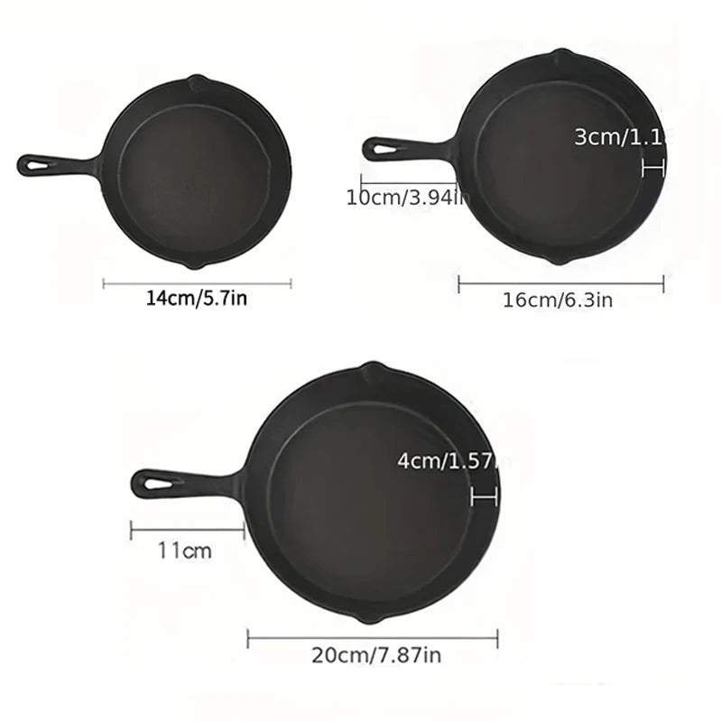 1PCS Small Frying Pan Cast Iron Uncoated Black Suitable For Fried Food Cooking And Stir-Frying Kitchen Utensils Kitchen Helper