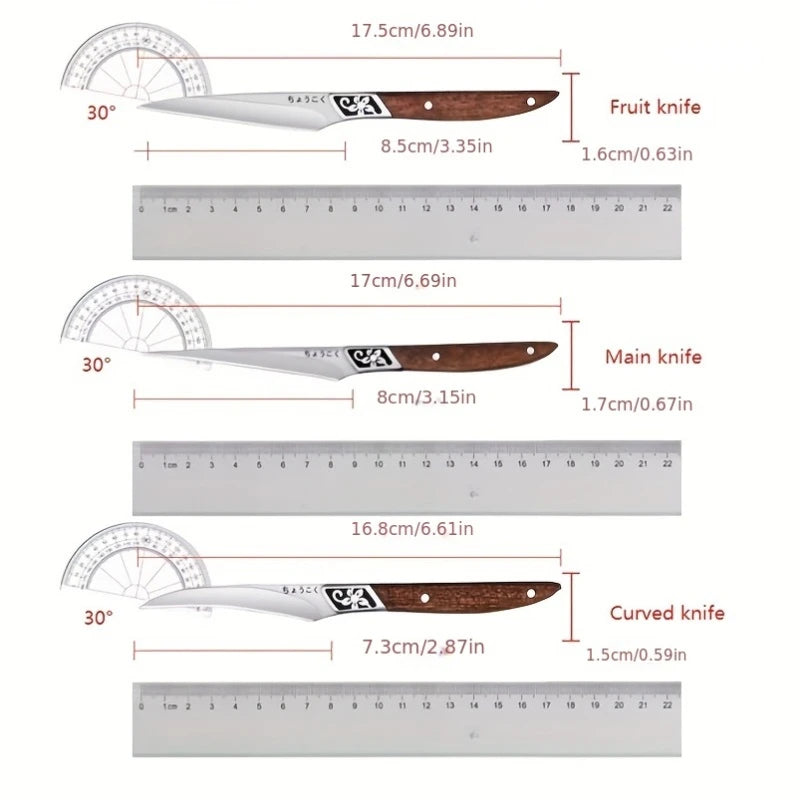 XTL Stainless steel carving knife, chef fruit carving tool set, food and vegetable small carving knife