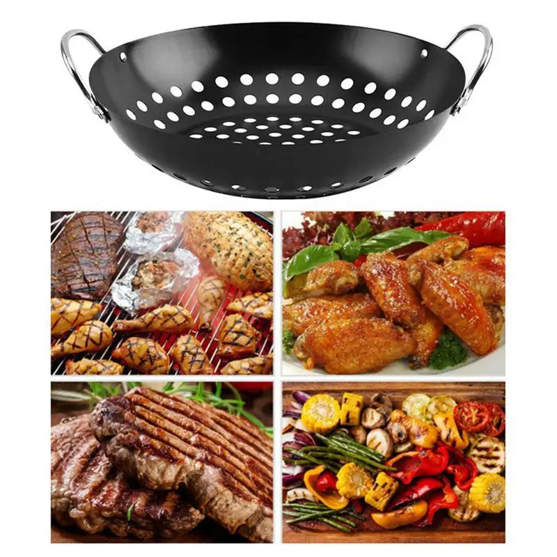 Grill Pan Pizza Pan Tray Plate With Holes Non Stick BBQ Tray Outdoor Frying Pan For Cookware Bbq supplies