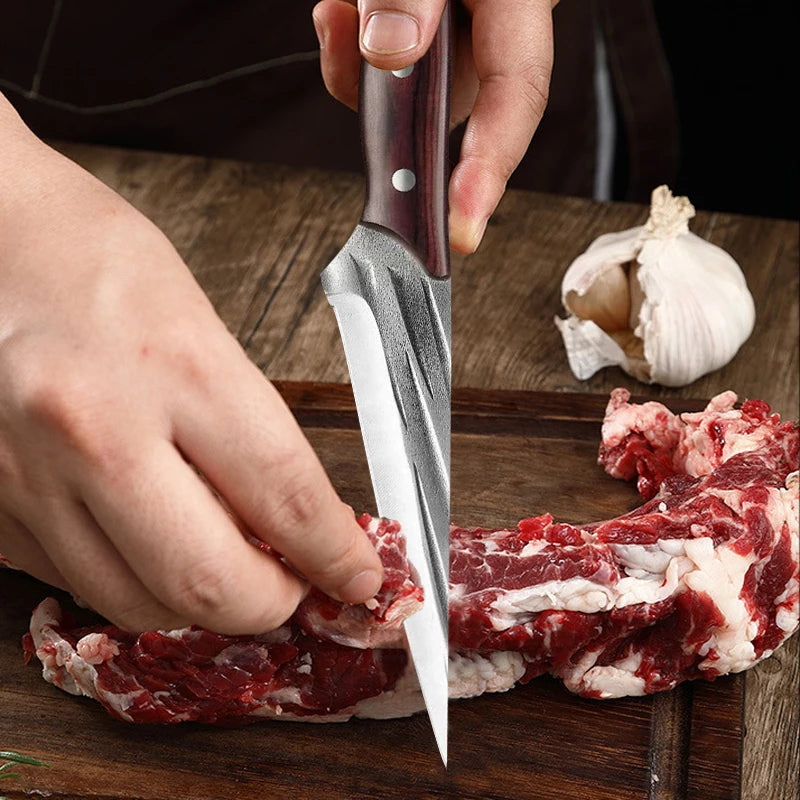 Profession Boning Knife Stainless Steel Kitchen Knife Hand Forged Meat Cleaver Fruit Cutter Chef Butcher Knife Wooden Handle