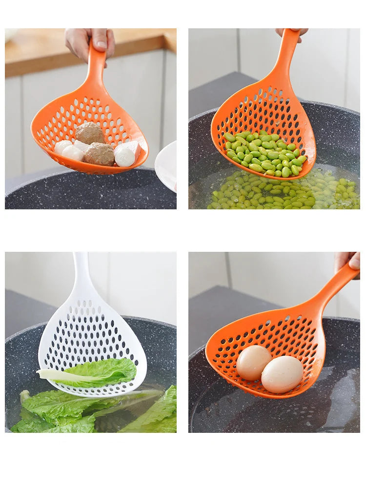 Food Strainer Spoon Nylon Spoon Drainage Gadget Creative Cooking Spatula Large Colander Soup Strainer Household Kitchen Tools